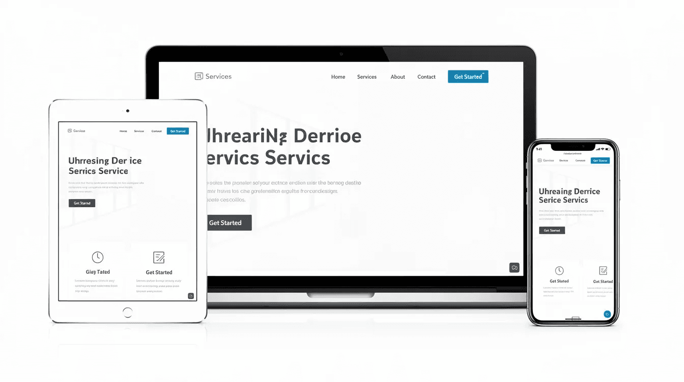 Une image montre un site internet professionnel et épuré affiché sur un ordinateur portable, une tablette et un smartphone, illustrant les différentes plateformes où l'on peut créer un site web. Cette présentation met en avant l'importance de la visibilité et de la présence en ligne pour les entreprises.