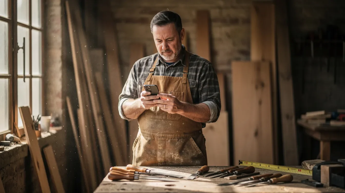Artisan consultant une demande de devis reçue via son site web