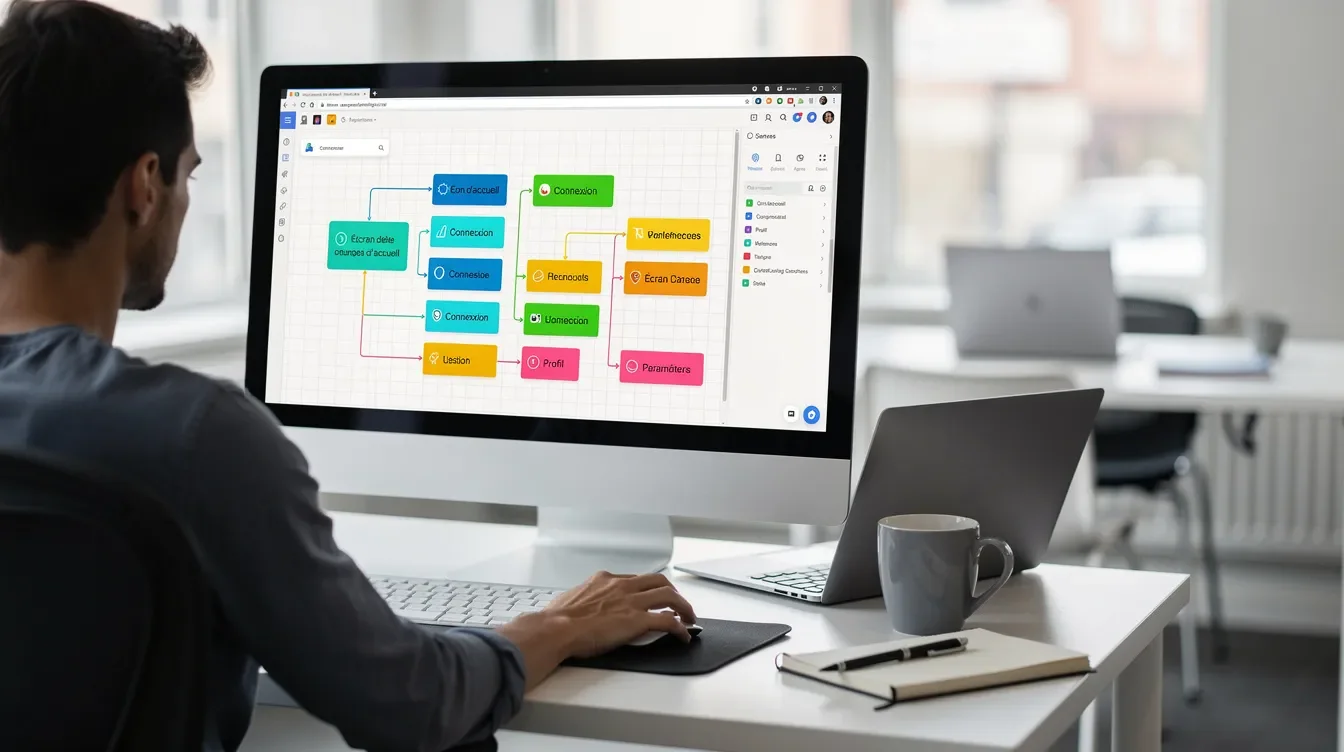 Éditeur visuel no-code en glisser déposer pour construire les écrans d'une app